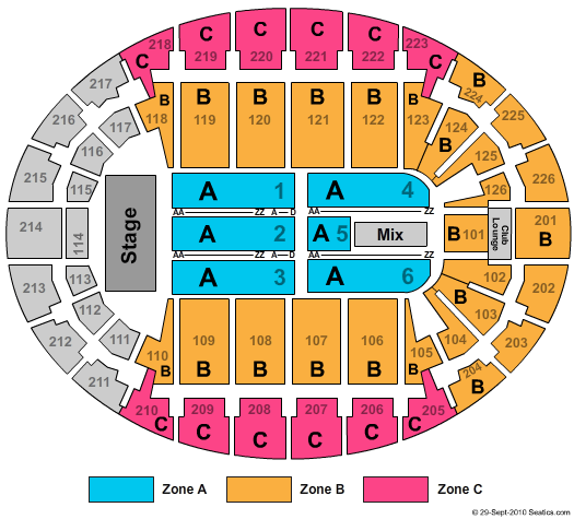 SNHU Arena End Stage Zone Seating Chart